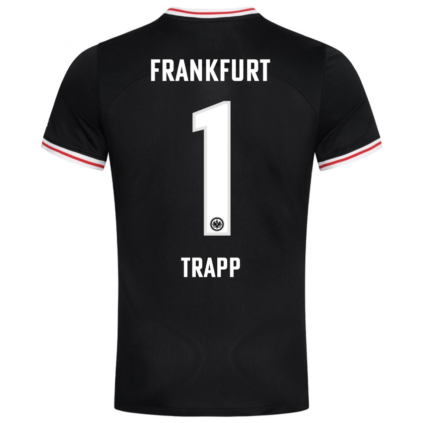 Enfant Maillot Kevin Trapp #1 Noir Tenues Extérieur 2023/24 T-Shirt Belgique
