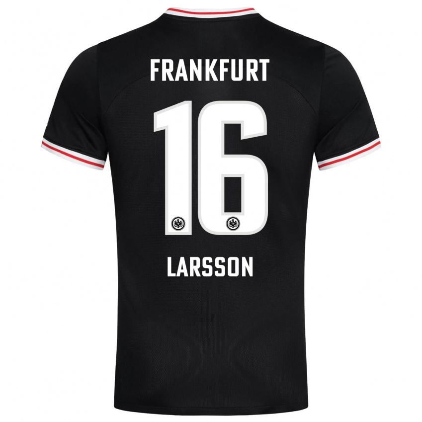 Kinder Hugo Larsson #16 Schwarz Auswärtstrikot Trikot 2023/24 T-Shirt Belgien