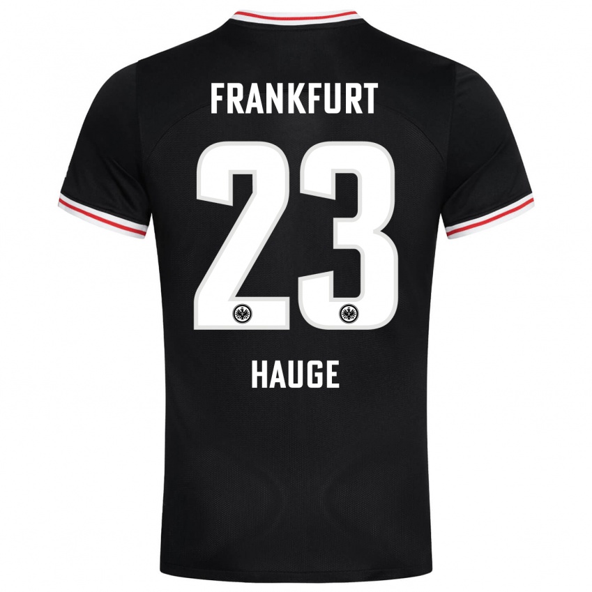 Kinder Jens Petter Hauge #23 Schwarz Auswärtstrikot Trikot 2023/24 T-Shirt Belgien