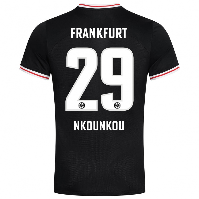 Kinder Niels Nkounkou #29 Schwarz Auswärtstrikot Trikot 2023/24 T-Shirt Belgien