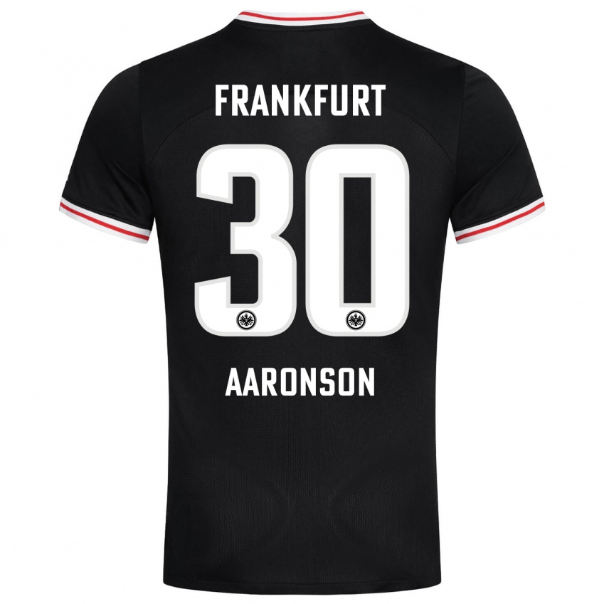 Kinder Paxten Aaronson #30 Schwarz Auswärtstrikot Trikot 2023/24 T-Shirt Belgien