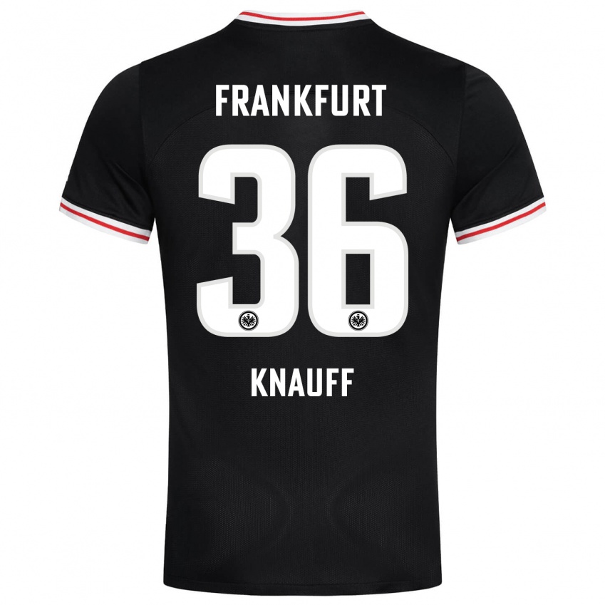 Kinder Ansgar Knauff #36 Schwarz Auswärtstrikot Trikot 2023/24 T-Shirt Belgien