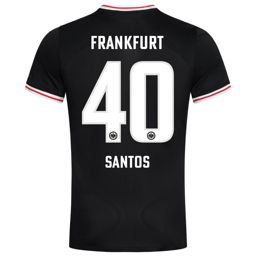 Kinder Kauã Santos #40 Schwarz Auswärtstrikot Trikot 2023/24 T-Shirt Belgien