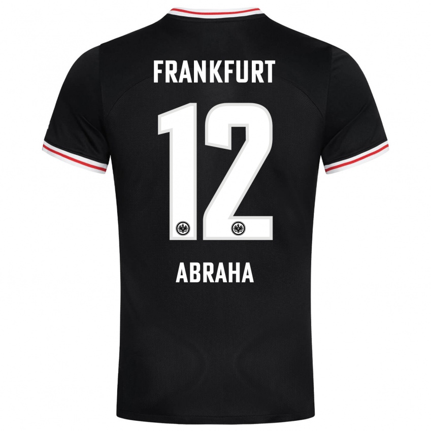 Kinder Natnael Abraha #12 Schwarz Auswärtstrikot Trikot 2023/24 T-Shirt Belgien