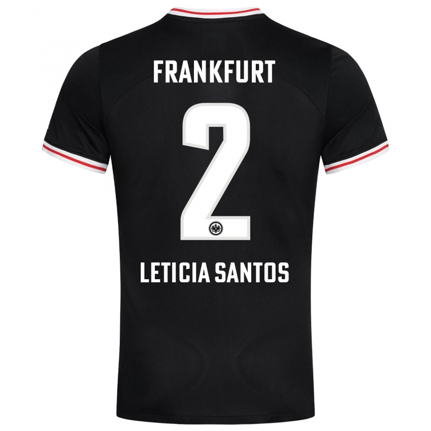 Kinder Letícia Santos De Oliveira #2 Schwarz Auswärtstrikot Trikot 2023/24 T-Shirt Belgien