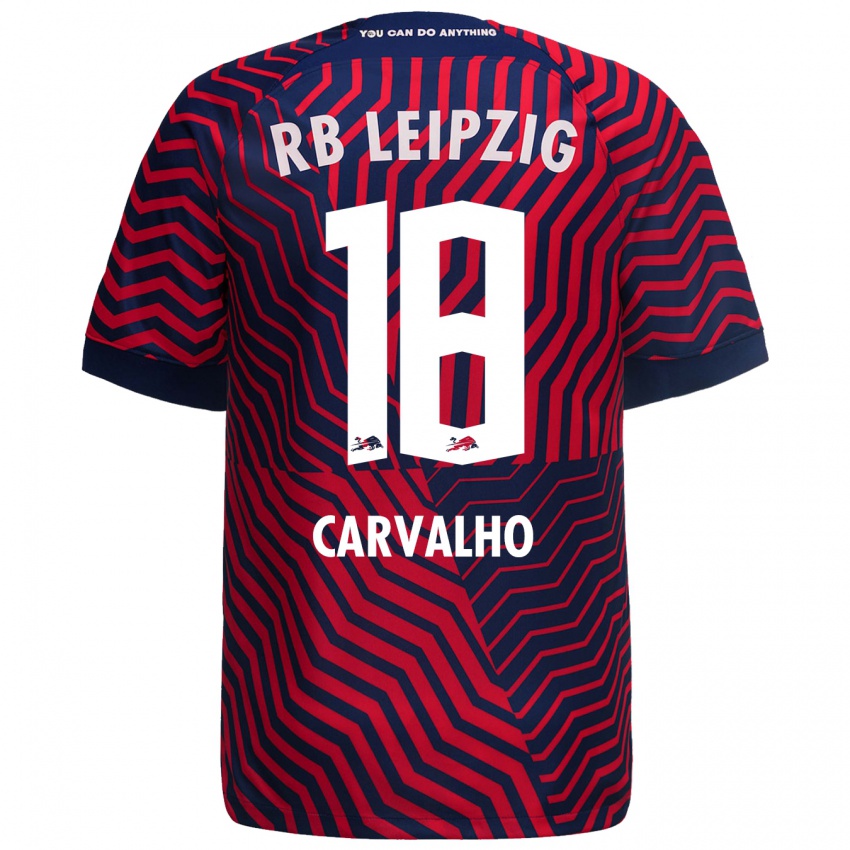 Kinder Fabio Carvalho #18 Blau Rot Auswärtstrikot Trikot 2023/24 T-Shirt Belgien