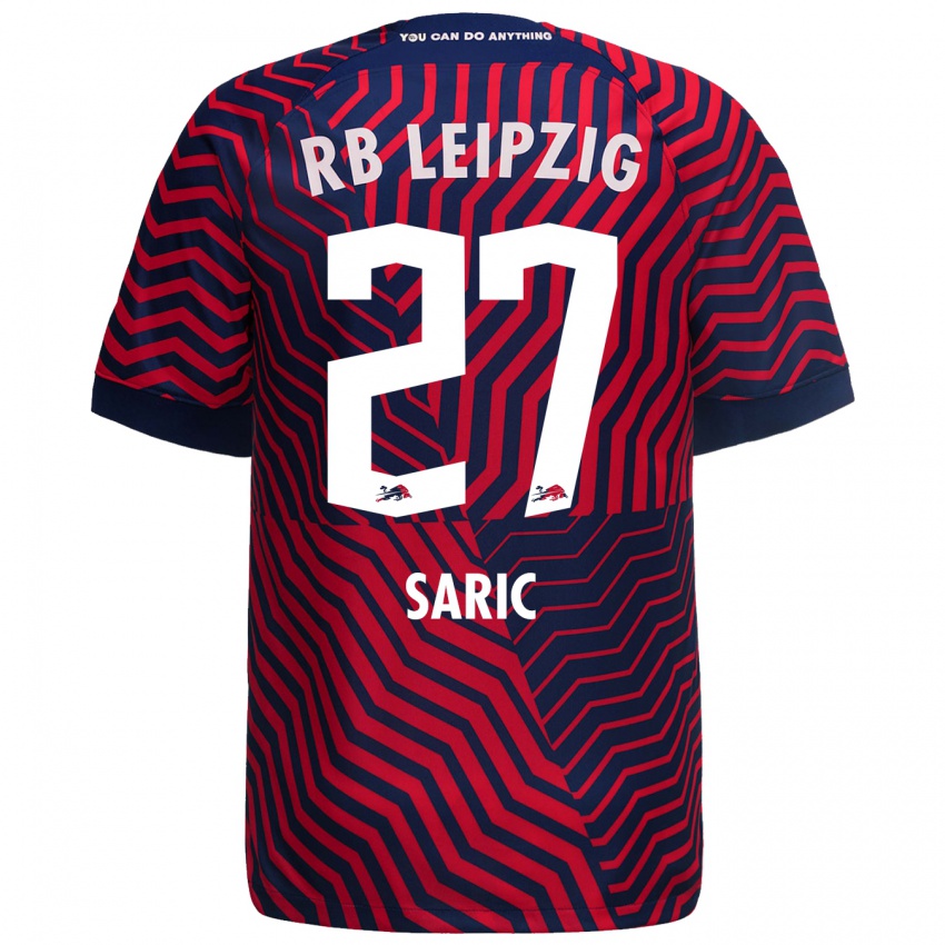 Kinder Lucio Saric #27 Blau Rot Auswärtstrikot Trikot 2023/24 T-Shirt Belgien