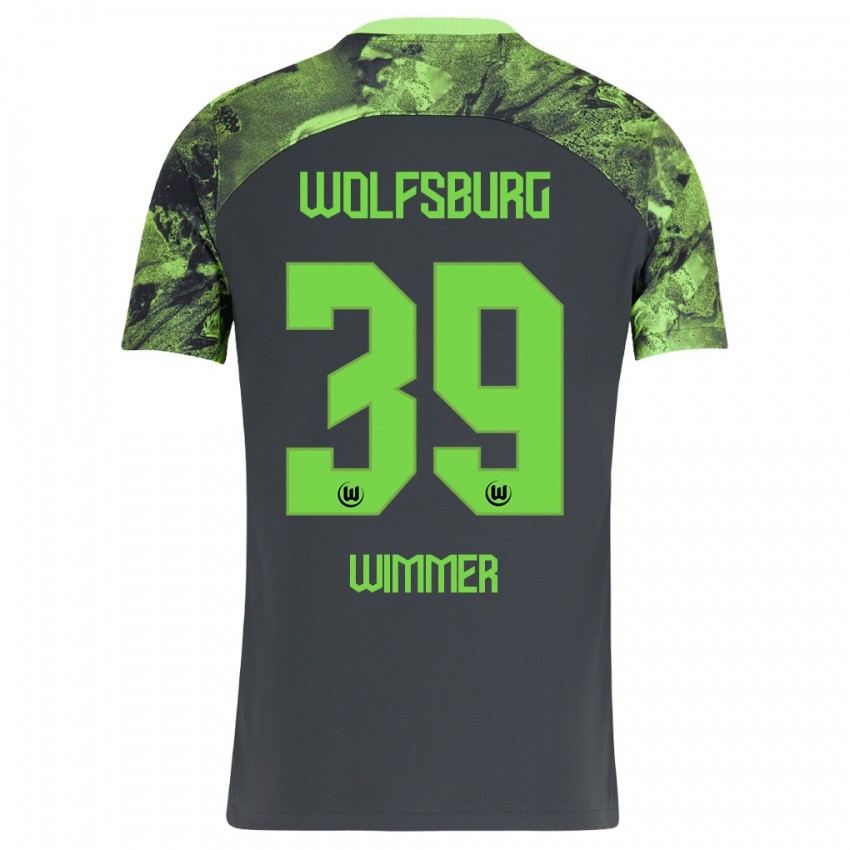 Kinder Patrick Wimmer #39 Dunkelgrau Auswärtstrikot Trikot 2023/24 T-Shirt Belgien