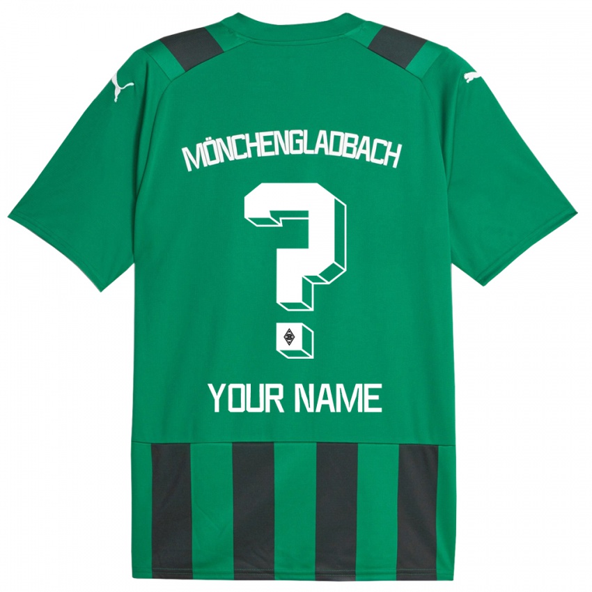 Kinderen Uw Naam #0 Zwart Groen Uitshirt Uittenue 2023/24 T-Shirt België