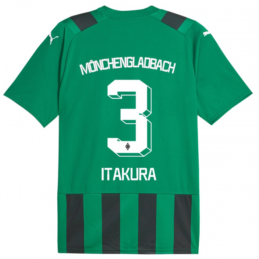 Kinder Ko Itakura #3 Schwarz Grün Auswärtstrikot Trikot 2023/24 T-Shirt Belgien