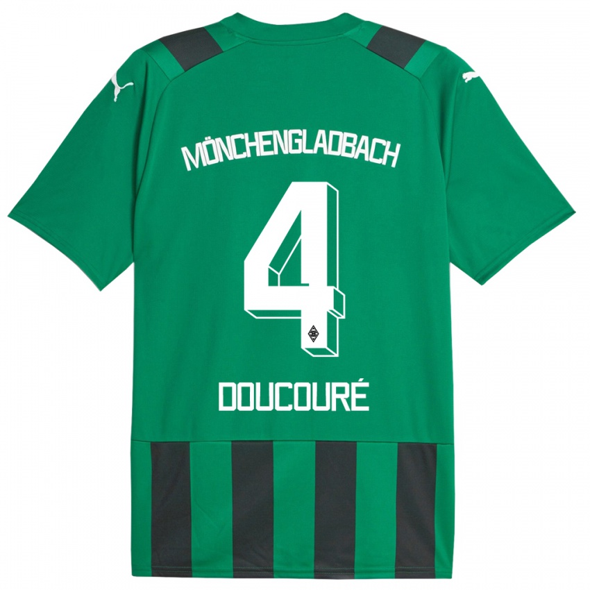 Kinder Mamadou Doucouré #4 Schwarz Grün Auswärtstrikot Trikot 2023/24 T-Shirt Belgien