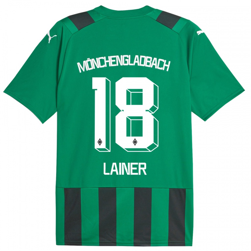 Kinder Stefan Lainer #18 Schwarz Grün Auswärtstrikot Trikot 2023/24 T-Shirt Belgien