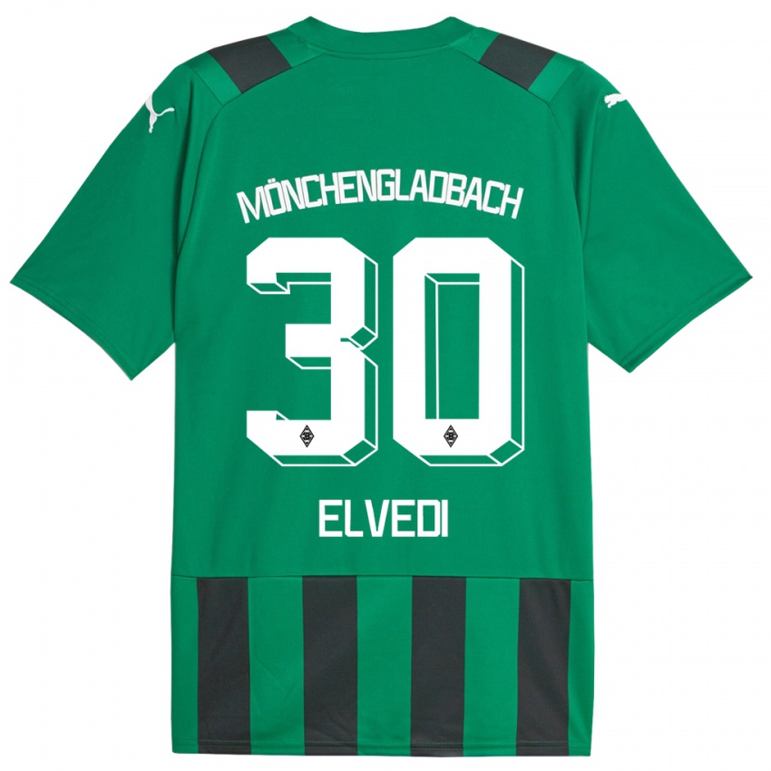 Enfant Maillot Nico Elvedi #30 Vert Noir Tenues Extérieur 2023/24 T-Shirt Belgique