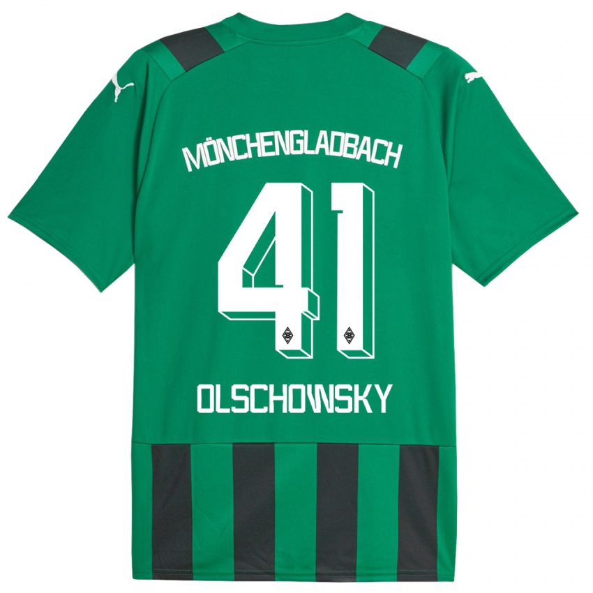 Enfant Maillot Jan Olschowsky #41 Vert Noir Tenues Extérieur 2023/24 T-Shirt Belgique