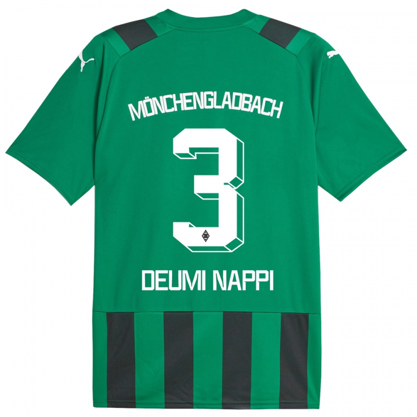 Enfant Maillot Dimitrie Deumi Nappi #3 Vert Noir Tenues Extérieur 2023/24 T-Shirt Belgique
