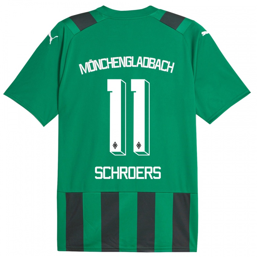 Kinder Mika Schroers #11 Schwarz Grün Auswärtstrikot Trikot 2023/24 T-Shirt Belgien