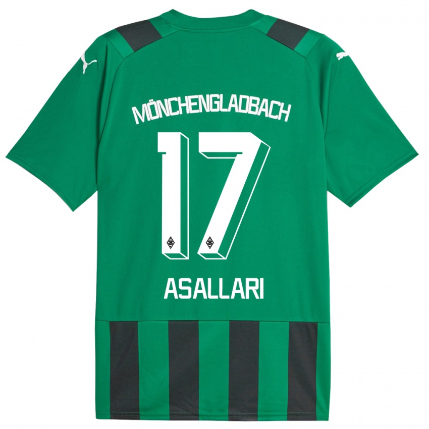 Enfant Maillot Kushtrim Asallari #17 Vert Noir Tenues Extérieur 2023/24 T-Shirt Belgique