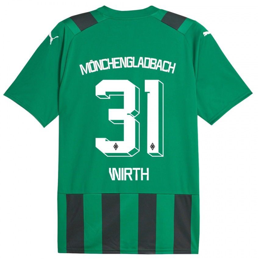 Enfant Maillot Linus Wirth #31 Vert Noir Tenues Extérieur 2023/24 T-Shirt Belgique