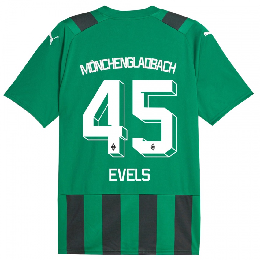 Kinder Emily Evels #45 Schwarz Grün Auswärtstrikot Trikot 2023/24 T-Shirt Belgien