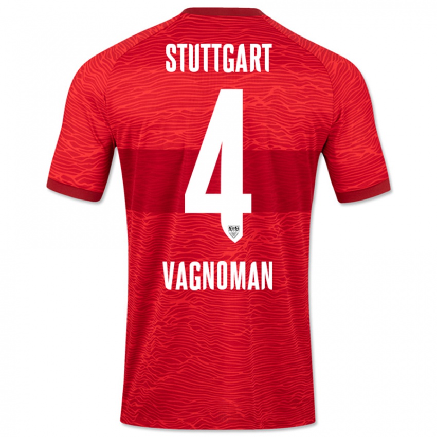 Kinder Josha Vagnoman #4 Rot Auswärtstrikot Trikot 2023/24 T-Shirt Belgien