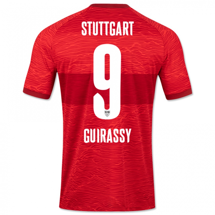 Kinder Serhou Guirassy #9 Rot Auswärtstrikot Trikot 2023/24 T-Shirt Belgien