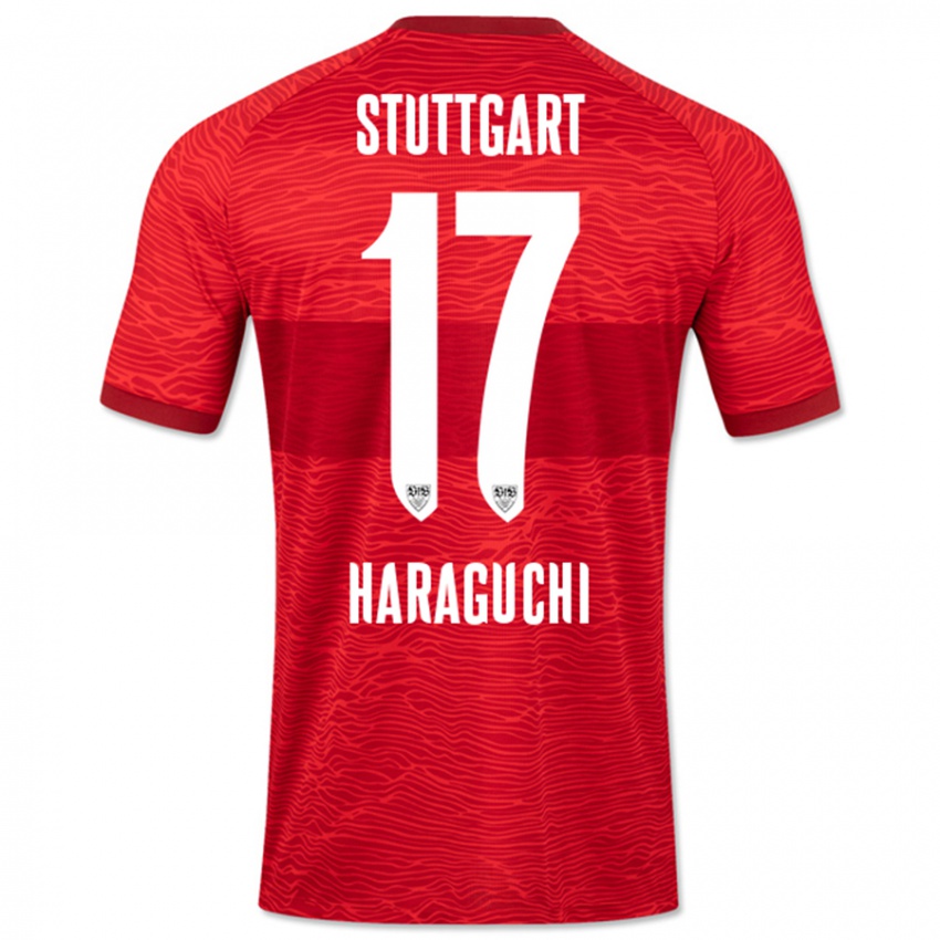 Kinder Genki Haraguchi #17 Rot Auswärtstrikot Trikot 2023/24 T-Shirt Belgien