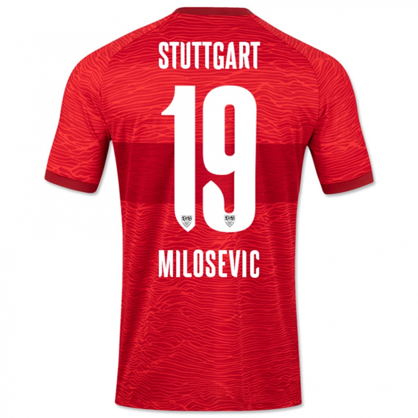 Kinder Jovan Milosevic #19 Rot Auswärtstrikot Trikot 2023/24 T-Shirt Belgien