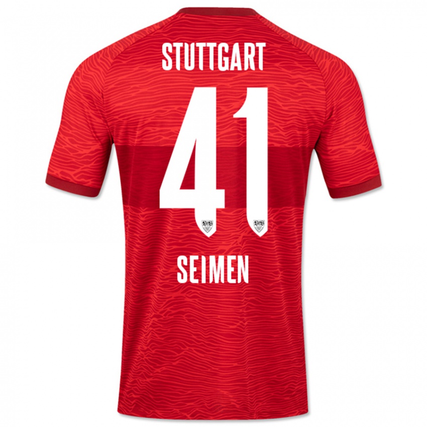 Kinder Dennis Seimen #41 Rot Auswärtstrikot Trikot 2023/24 T-Shirt Belgien