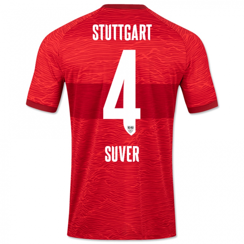 Kinder Jakov Suver #4 Rot Auswärtstrikot Trikot 2023/24 T-Shirt Belgien
