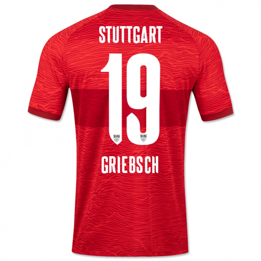 Kinder Lukas Griebsch #19 Rot Auswärtstrikot Trikot 2023/24 T-Shirt Belgien