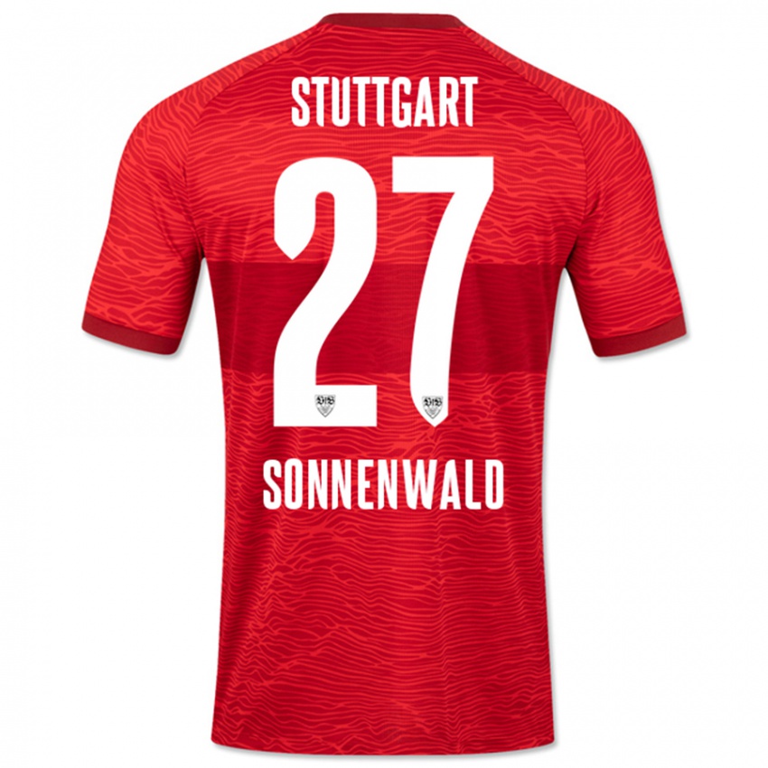 Kinder Lukas Sonnenwald #27 Rot Auswärtstrikot Trikot 2023/24 T-Shirt Belgien