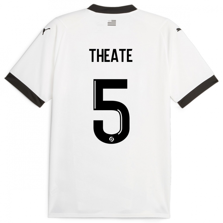 Kinder Arthur Theate #5 Weiß Auswärtstrikot Trikot 2023/24 T-Shirt Belgien
