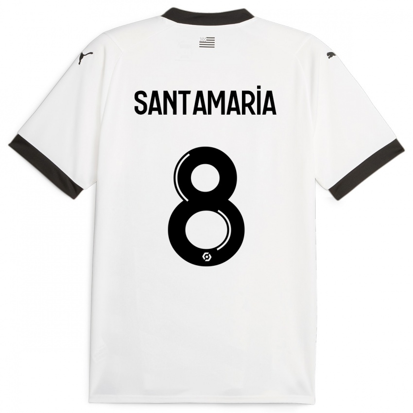Kinder Baptiste Santamaria #8 Weiß Auswärtstrikot Trikot 2023/24 T-Shirt Belgien