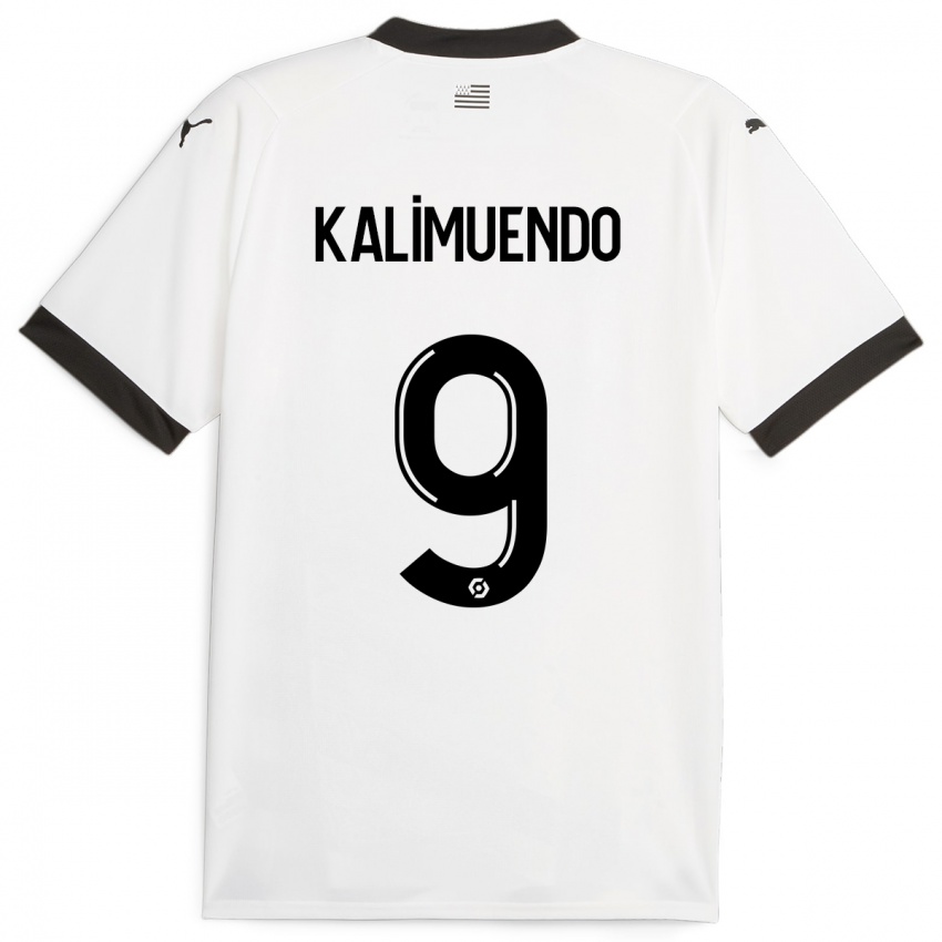 Enfant Maillot Arnaud Kalimuendo #9 Blanc Tenues Extérieur 2023/24 T-Shirt Belgique