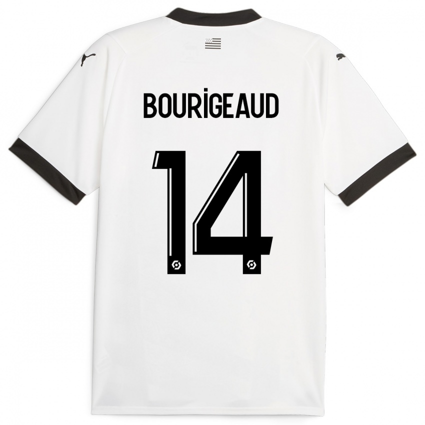 Enfant Maillot Benjamin Bourigeaud #14 Blanc Tenues Extérieur 2023/24 T-Shirt Belgique