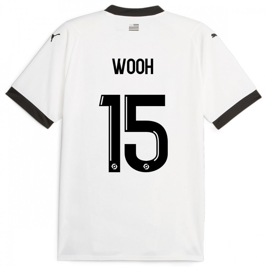 Enfant Maillot Christopher Wooh #15 Blanc Tenues Extérieur 2023/24 T-Shirt Belgique