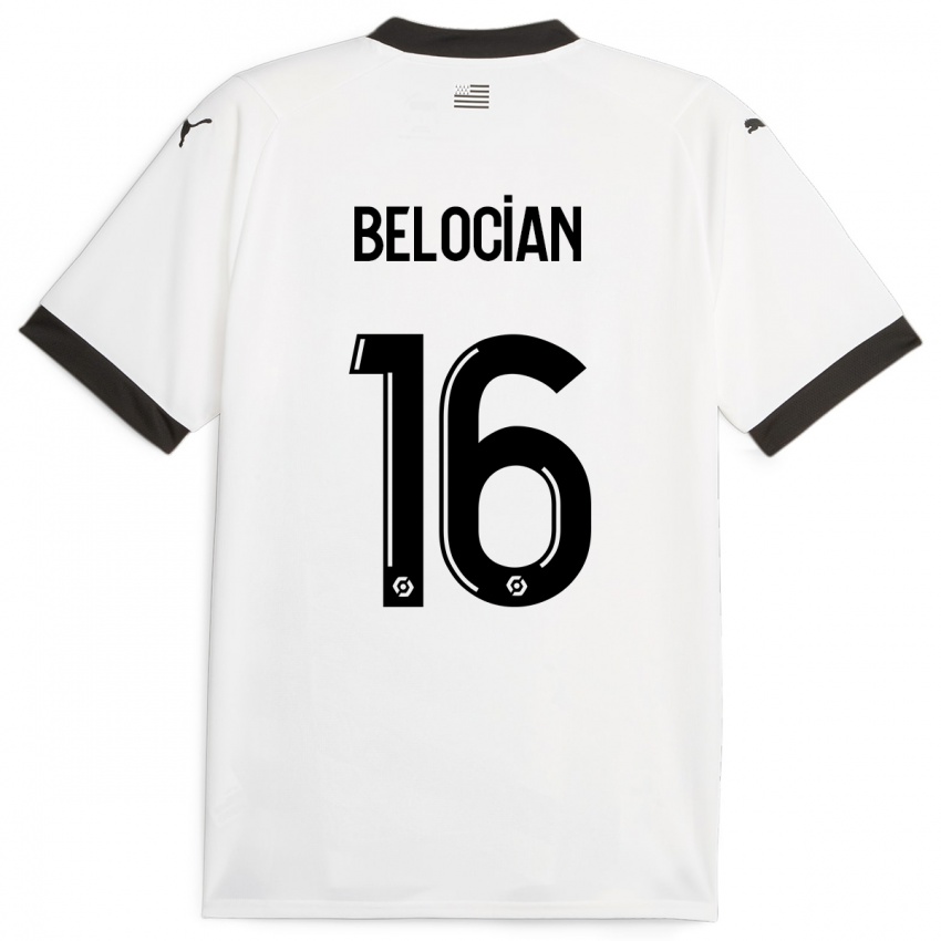 Kinder Jeanuël Belocian #16 Weiß Auswärtstrikot Trikot 2023/24 T-Shirt Belgien