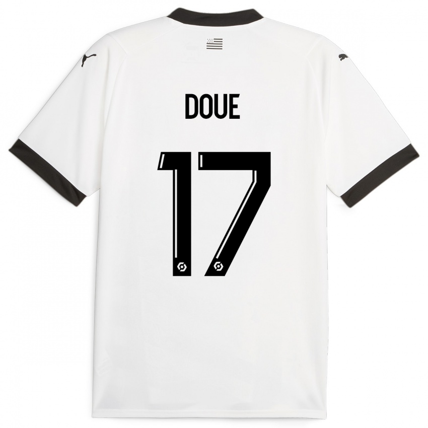 Enfant Maillot Guéla Doué #17 Blanc Tenues Extérieur 2023/24 T-Shirt Belgique