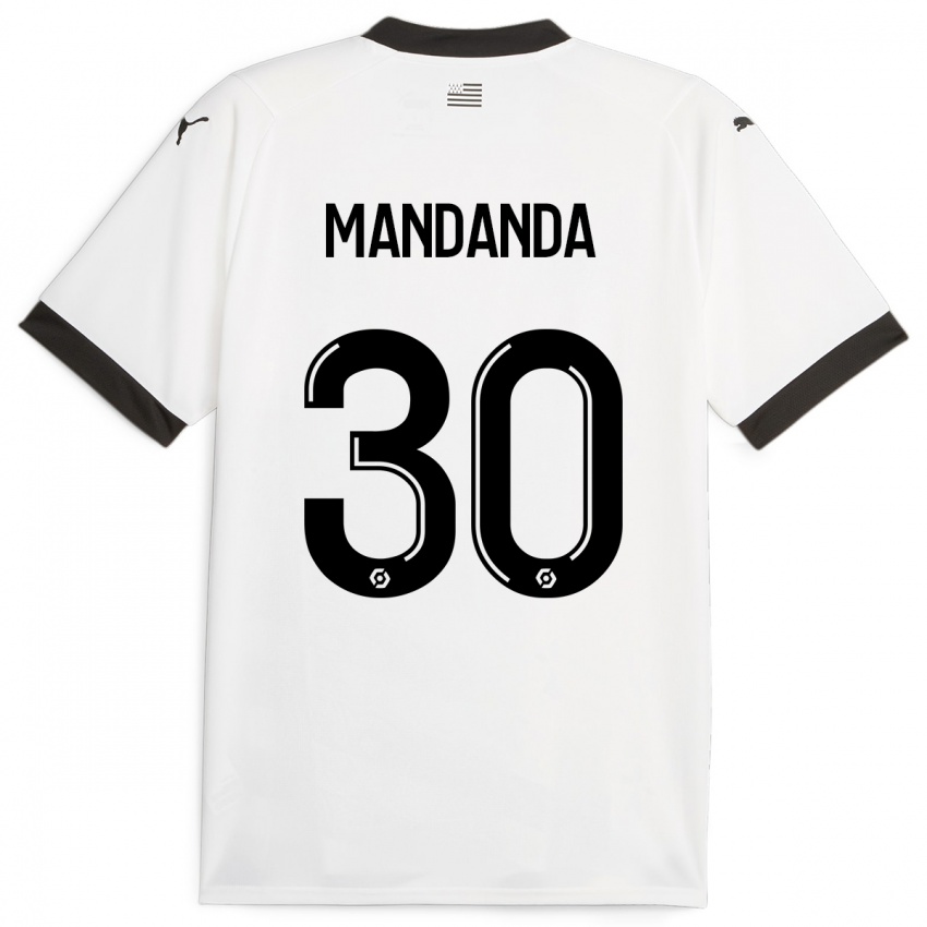 Kinderen Steve Mandanda #30 Wit Uitshirt Uittenue 2023/24 T-Shirt België