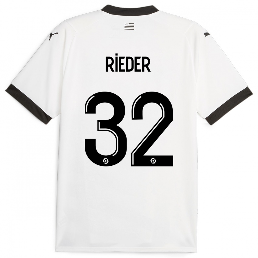 Kinder Fabian Rieder #32 Weiß Auswärtstrikot Trikot 2023/24 T-Shirt Belgien