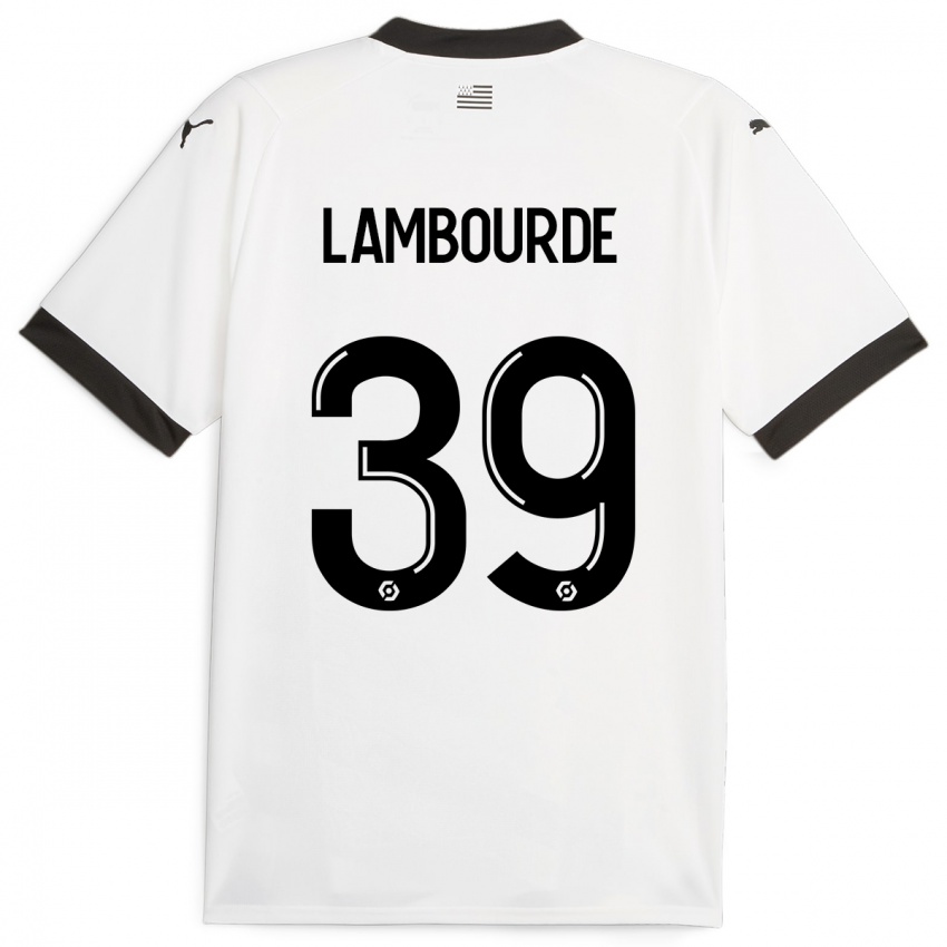 Enfant Maillot Mathis Lambourde #39 Blanc Tenues Extérieur 2023/24 T-Shirt Belgique