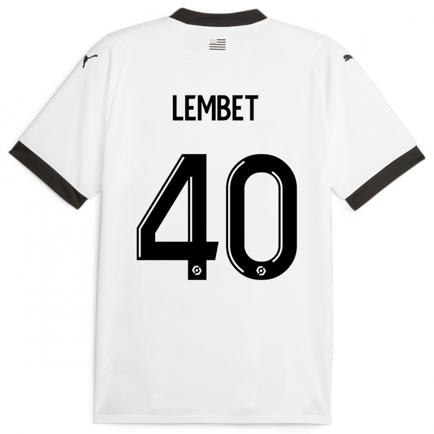 Enfant Maillot Geoffrey Lembet #40 Blanc Tenues Extérieur 2023/24 T-Shirt Belgique