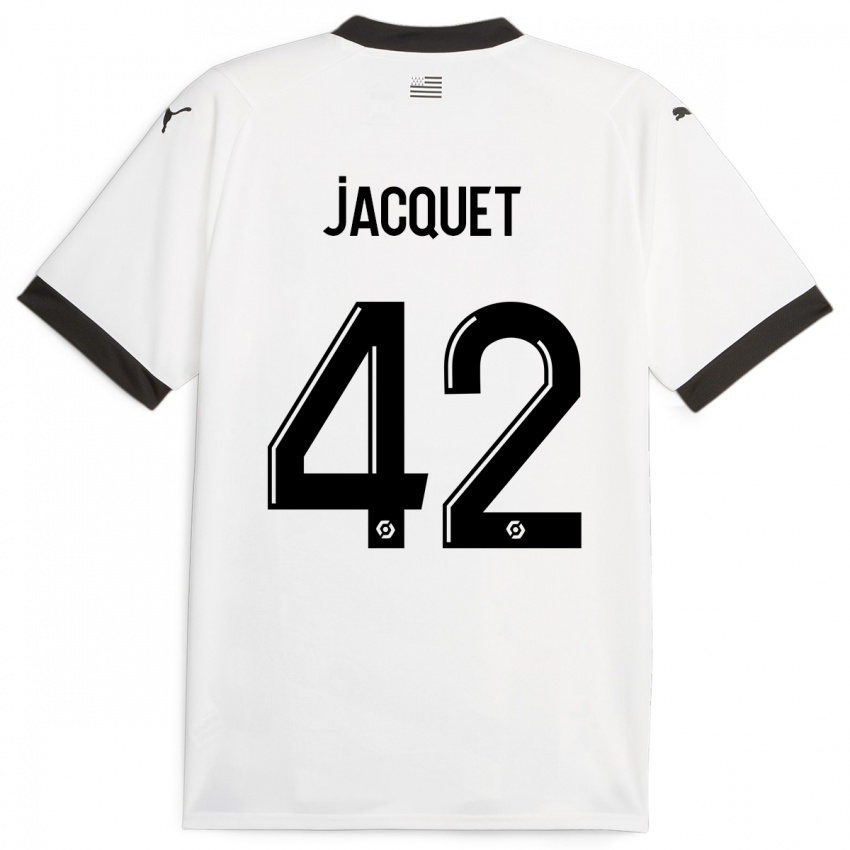 Kinder Jérémy Jacquet #42 Weiß Auswärtstrikot Trikot 2023/24 T-Shirt Belgien