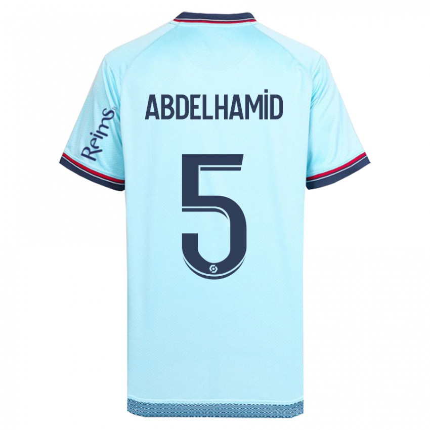 Kinder Yunis Abdelhamid #5 Himmelblau Auswärtstrikot Trikot 2023/24 T-Shirt Belgien