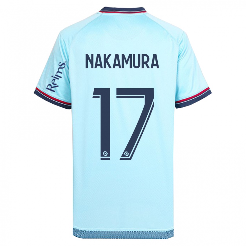 Kinder Keito Nakamura #17 Himmelblau Auswärtstrikot Trikot 2023/24 T-Shirt Belgien