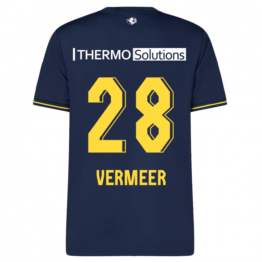 Kinder Sofie Rianne Vermeer #28 Marine Auswärtstrikot Trikot 2023/24 T-Shirt Belgien