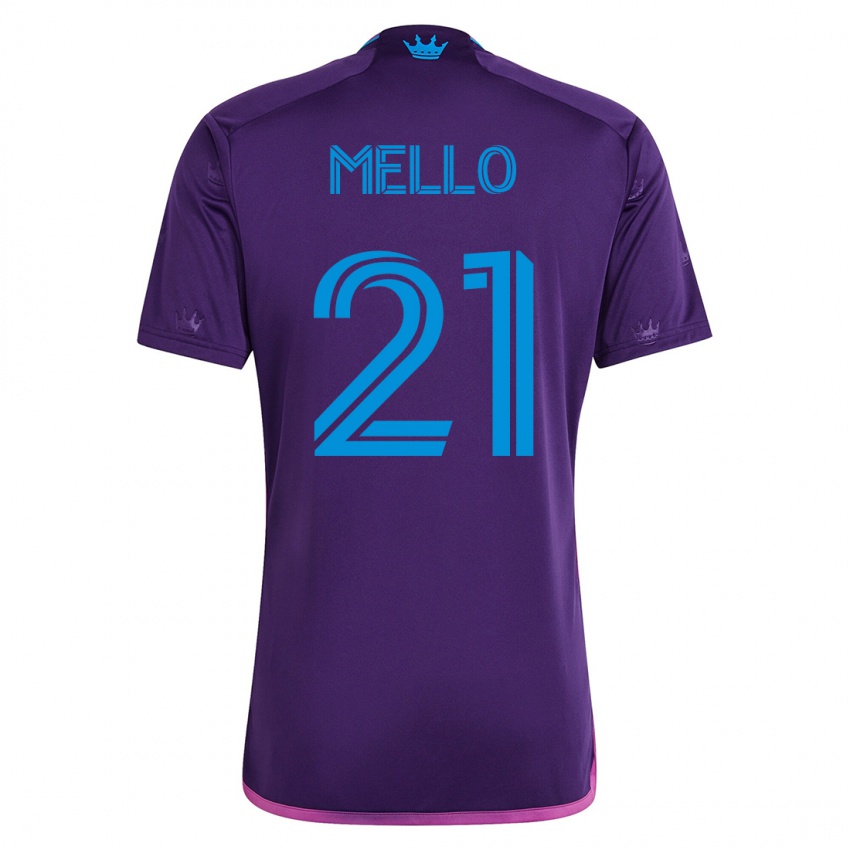 Kinder Vinicius Mello #21 Violett Auswärtstrikot Trikot 2023/24 T-Shirt Belgien