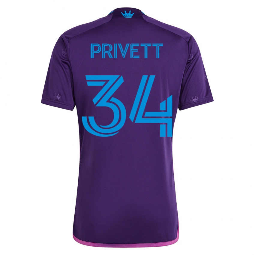 Kinder Andrew Privett #34 Violett Auswärtstrikot Trikot 2023/24 T-Shirt Belgien