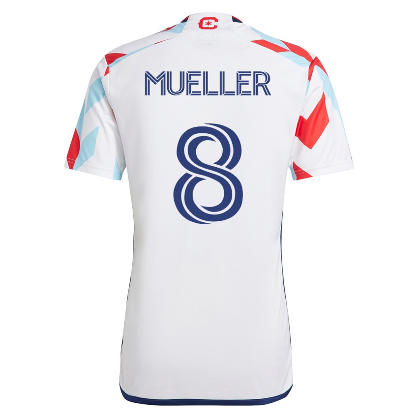 Kinder Chris Mueller #8 Weiß Blau Auswärtstrikot Trikot 2023/24 T-Shirt Belgien