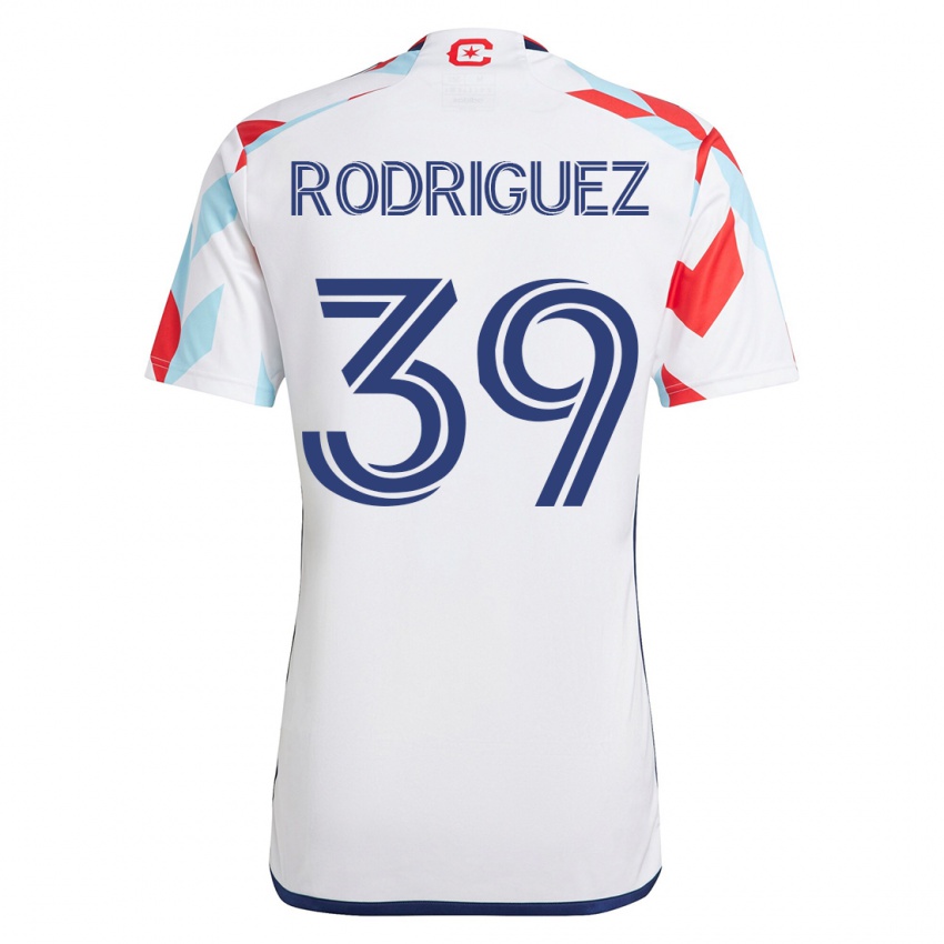 Kinder Allan Rodriguez #39 Weiß Blau Auswärtstrikot Trikot 2023/24 T-Shirt Belgien
